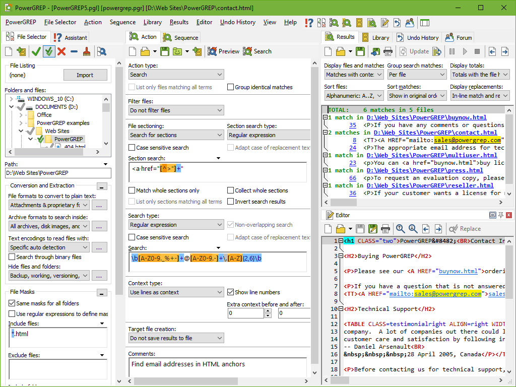 Regular expression search and replace tool