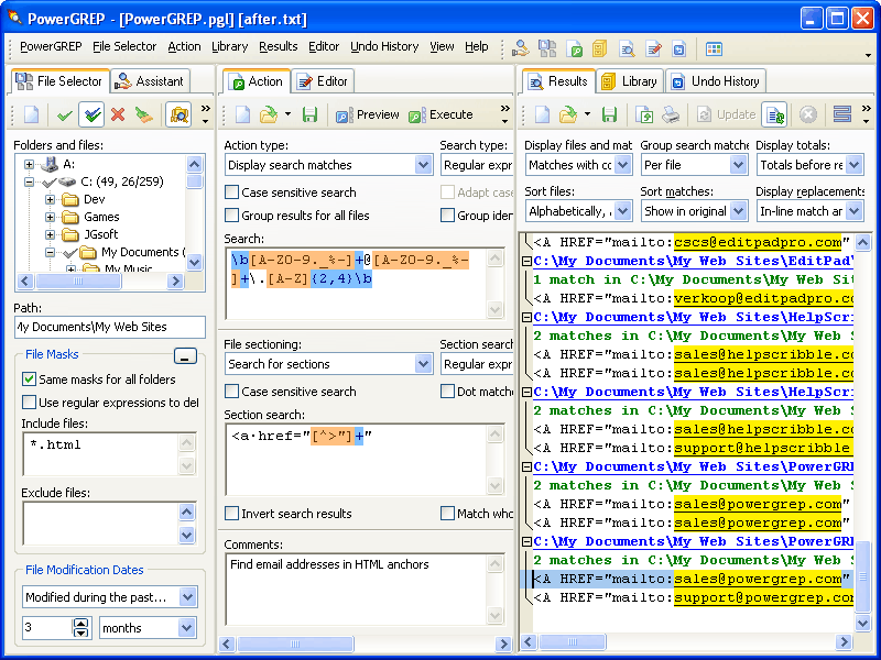 Screenshot of PowerGREP 3.3.2