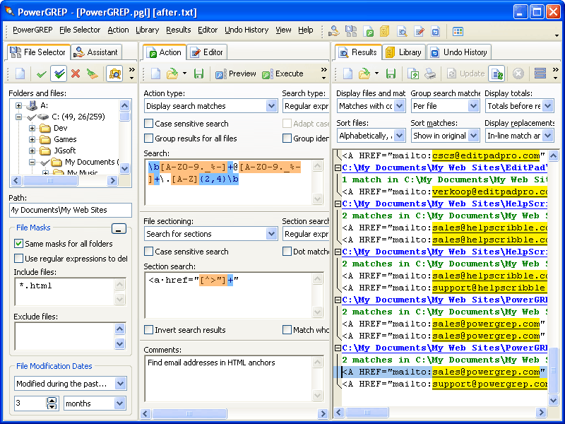 Screenshot of PowerGREP