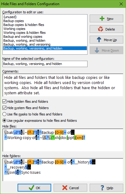 Hide Files and Folders Configuration
