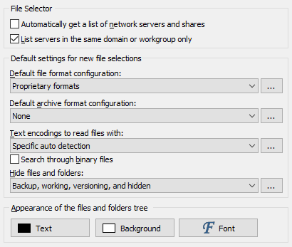 File Selector Preferences