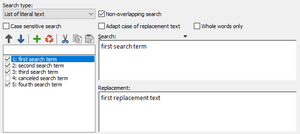 List search type